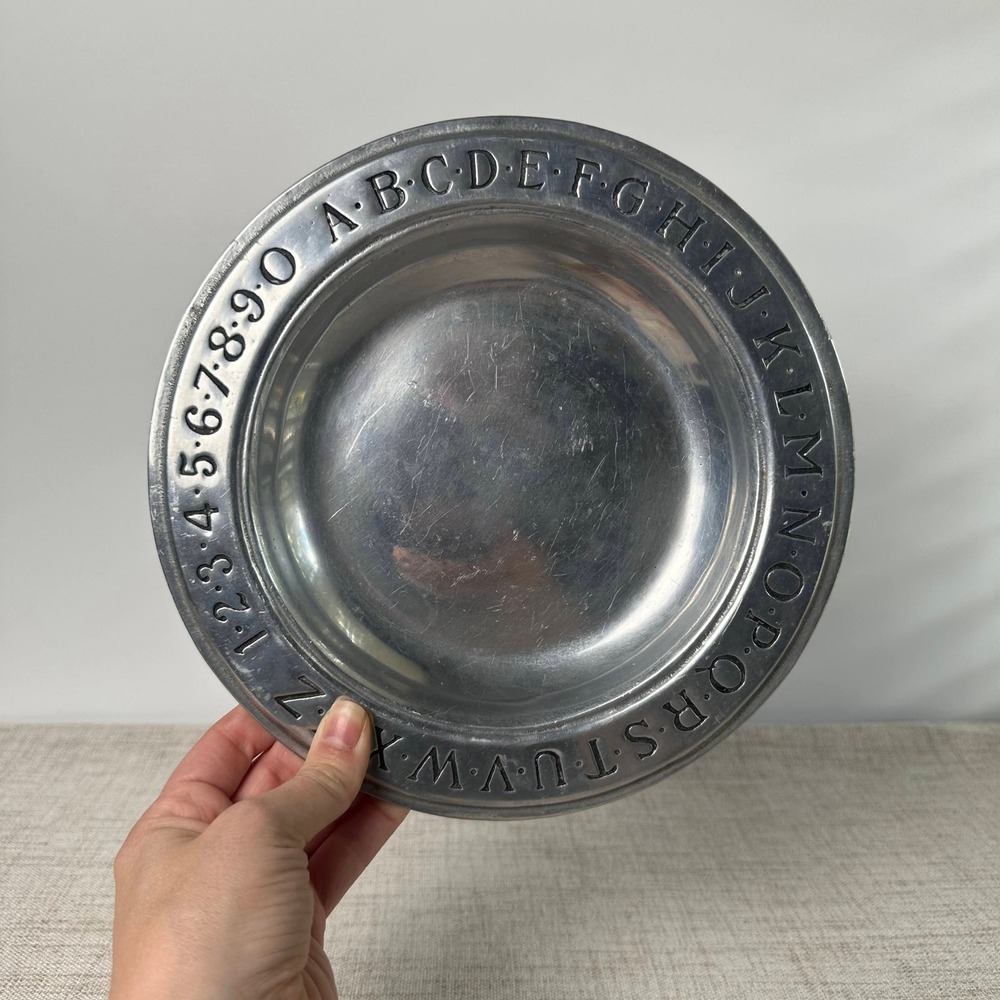 Vintage Wilton RWP Armetale Alphabet Numbers Child Plate Bowl USA 9"